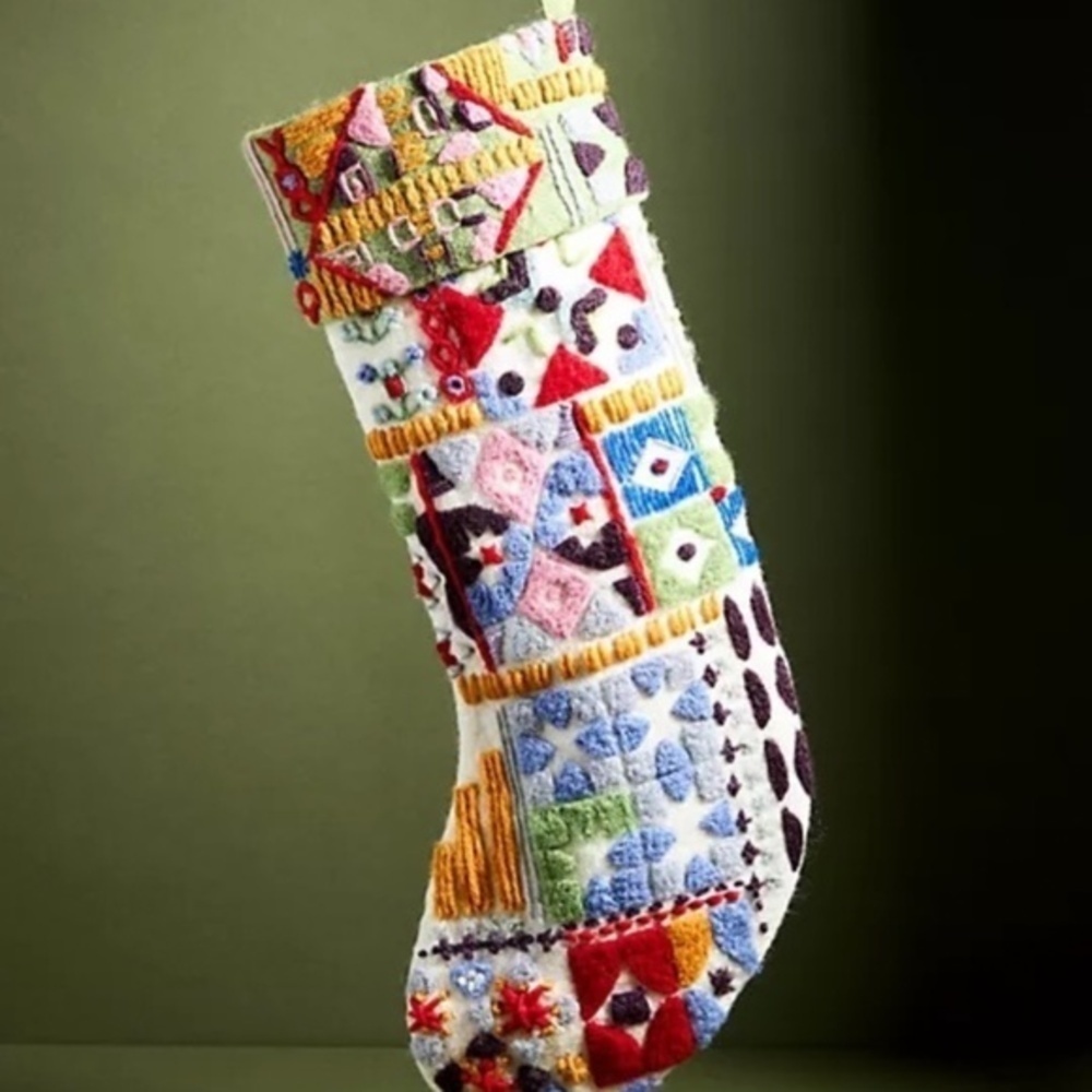Anthropologie Wool Christmas Stocking